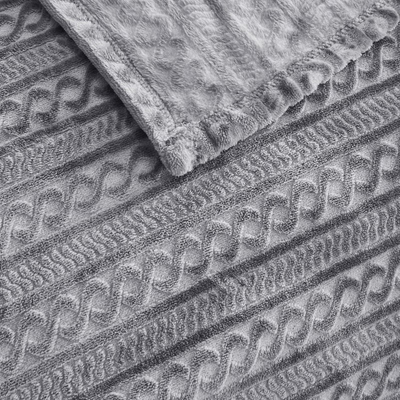 Serenhom Soft Cozy 120x120 Inches Seamless Oversized King Fleece Blanket  3D Jacquard Decorative Giant 10'x10' California King Blanket Extra Large Blanket for Bed Sofa Couch Travel  Light Grey Chain - Image 5